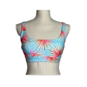 Xhilaration Swim Top Women’s Swim L Blue and Pink Tie Back